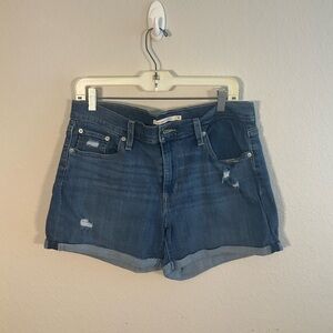 Levi's Blue Distressed Jean Shorts Relaxed Fit